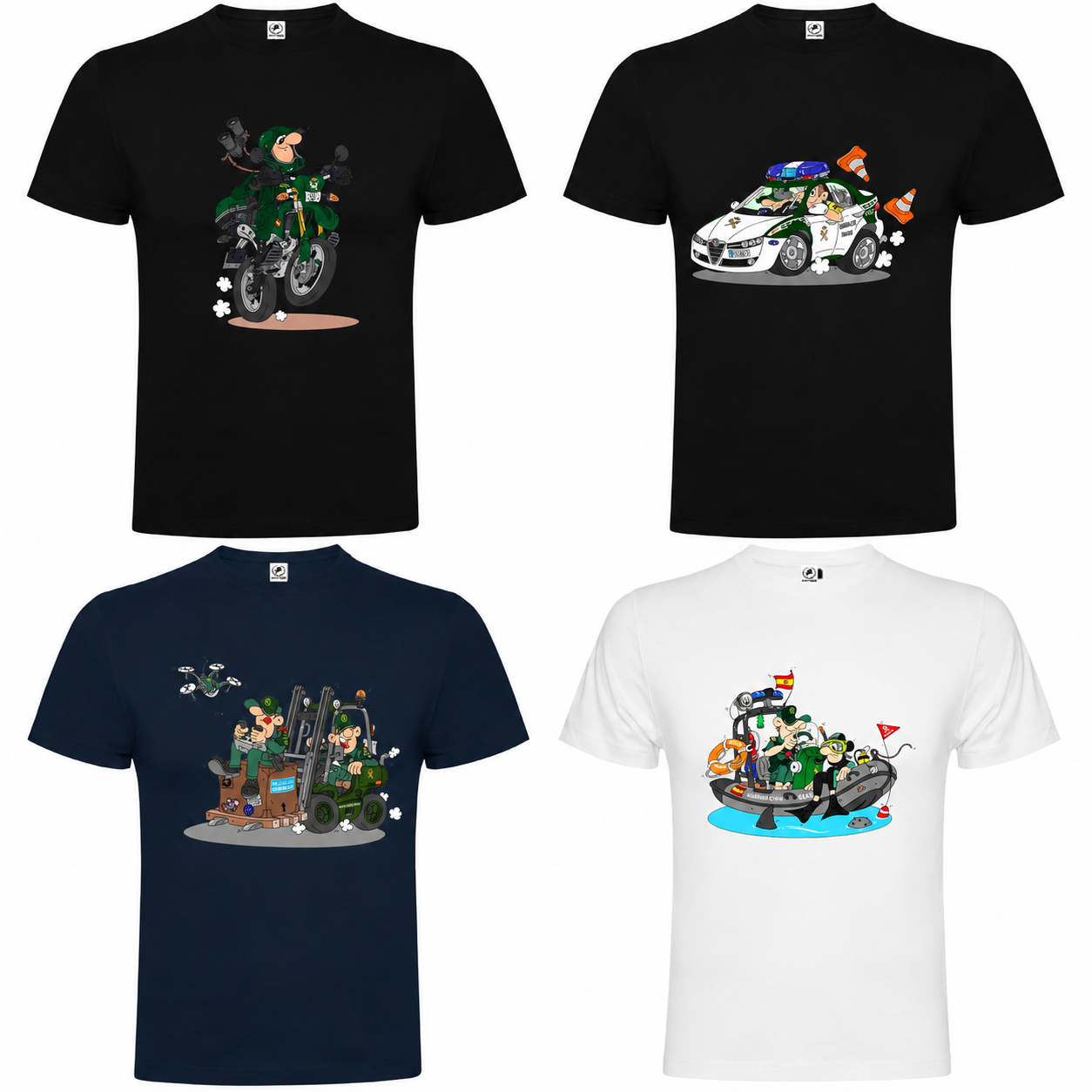 Camiseta Guardia Civil Algodón Caricatura