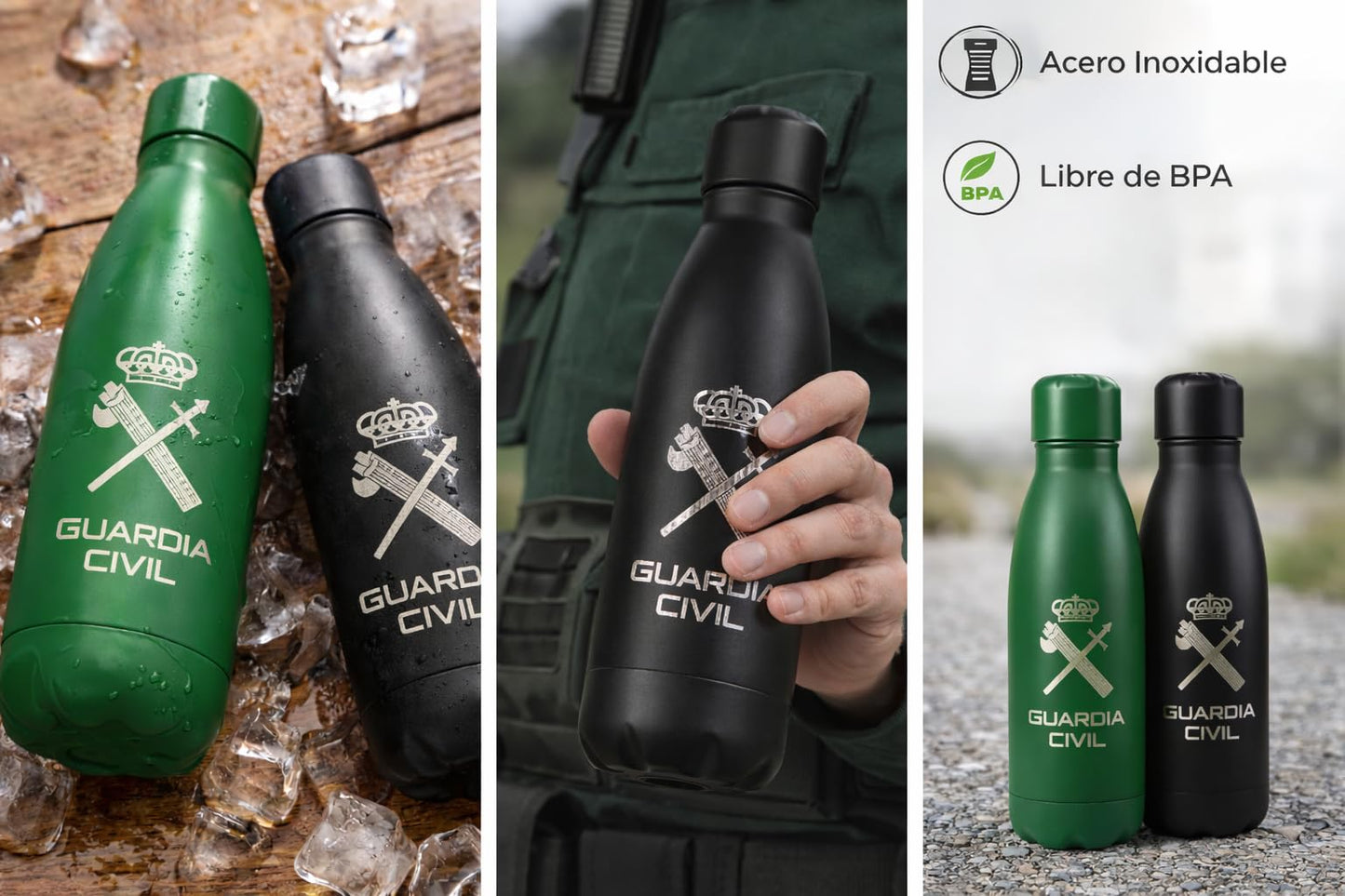 Botella Guardia Civil, Acero Inox.